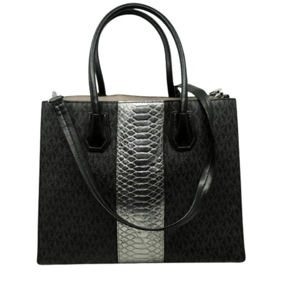 Michael Kors~Mercer Large Convertible Tote~Signature Leather 3 Compartment Bag - Picture 4 of 8
